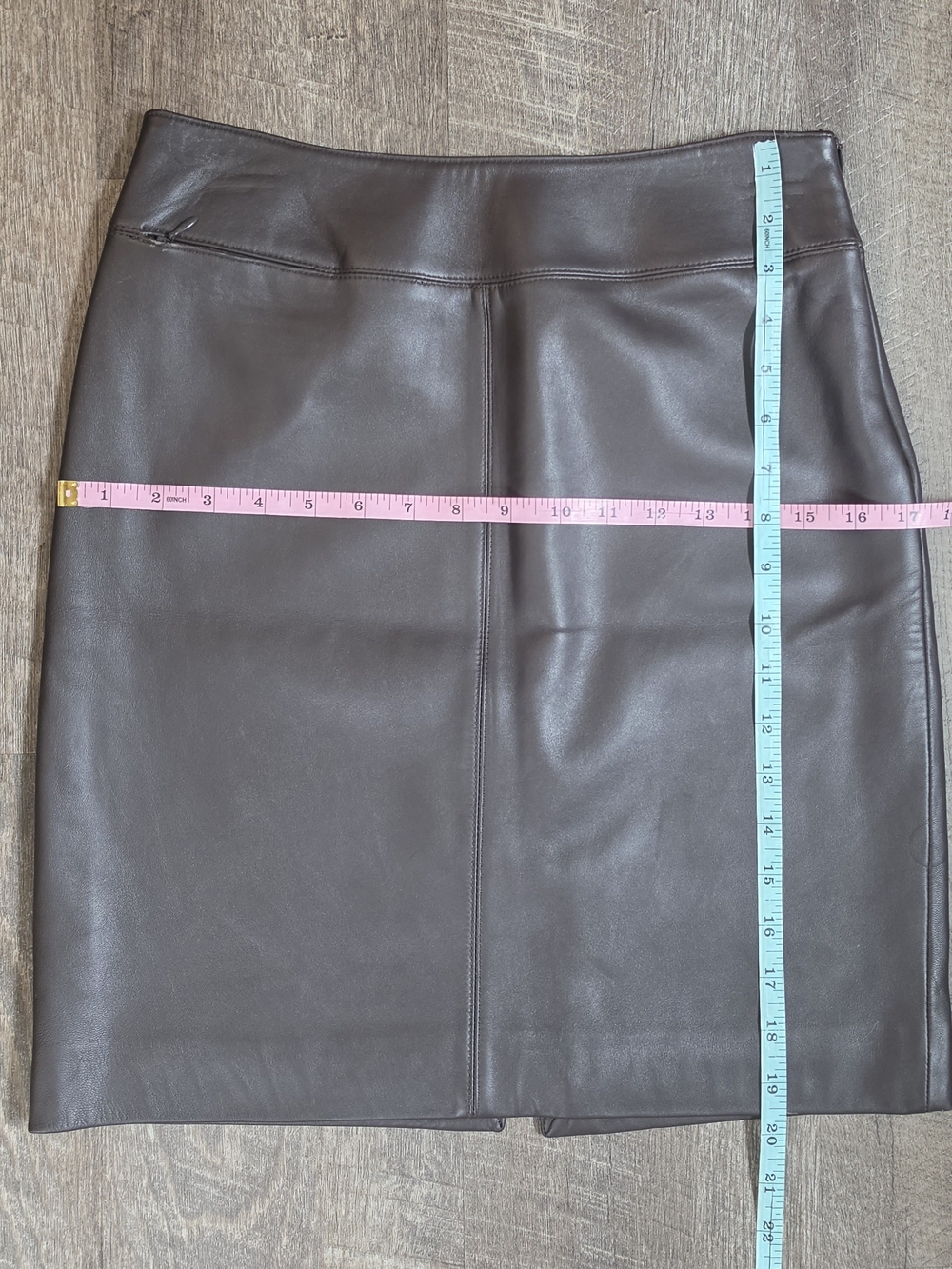 Vintage Lord & Taylor Nappa Leather Pencil Skirt Womens 2P Dark Brown Timeless - Picture 14 of 16